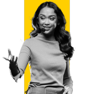 A social media marketer creating content and managing ad campaigns across multiple platforms with analytics on screen.