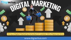 Business team analyzing digital marketing strategy with a consultant, highlighting why an India-based agency is a smarter choice for London companies.