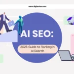 Illustration showing AI analyzing website content and ranking it in search results