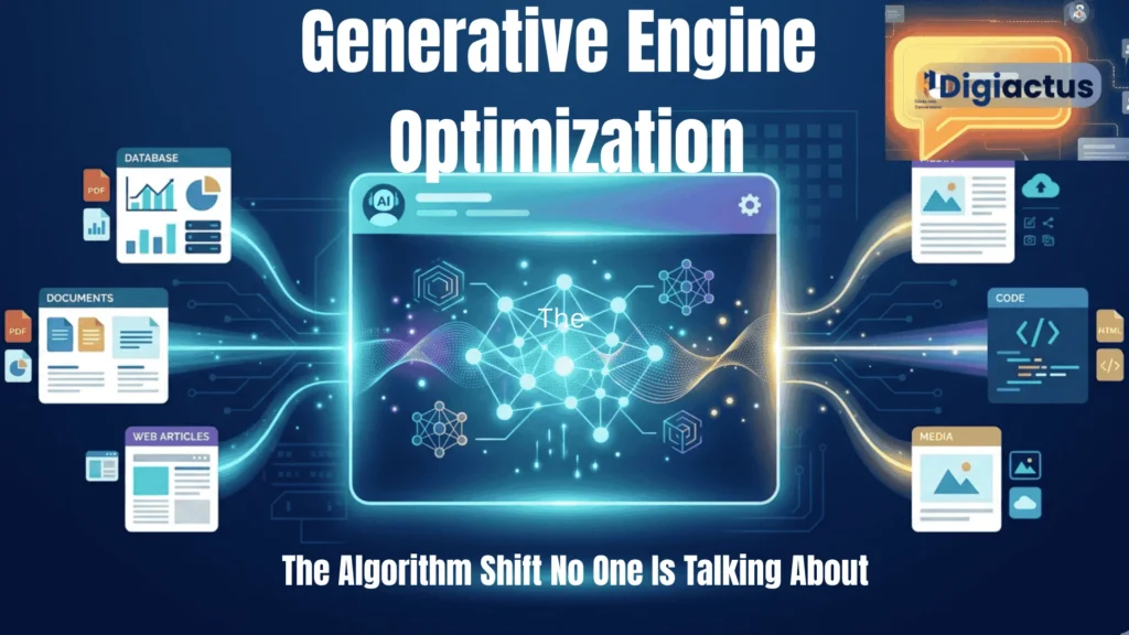 Illustration showing a person's search query being answered directly by an AI engine, representing the concept of Generative Engine Optimization (GEO)